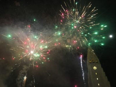 Fireworks over the night's sky.